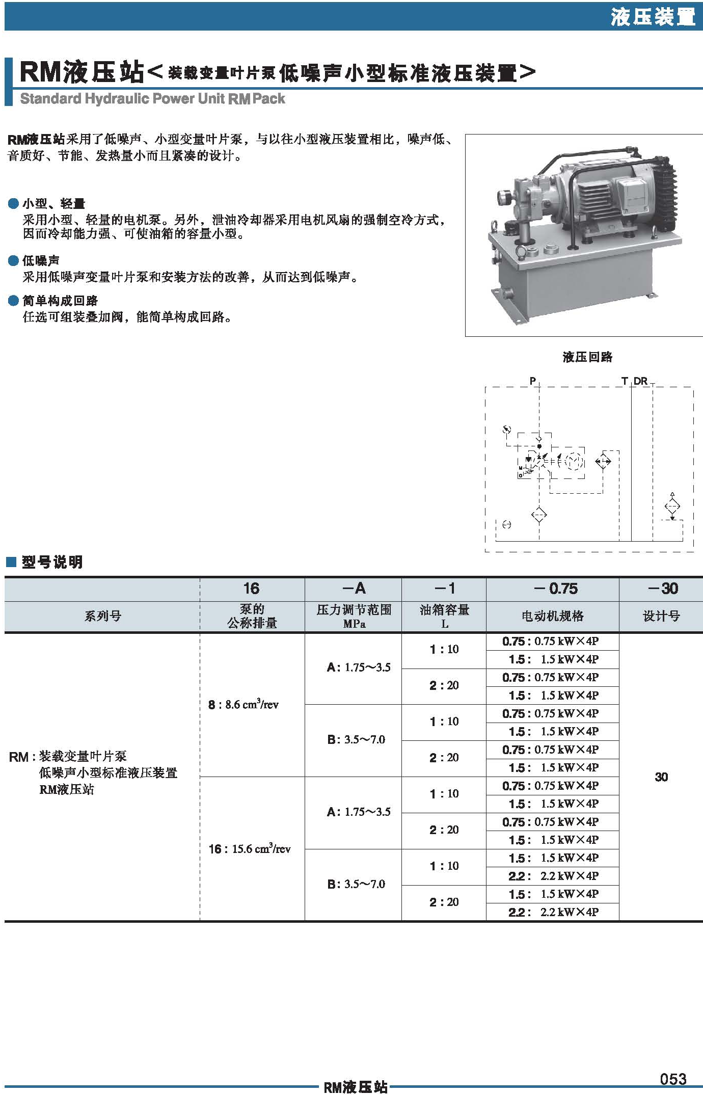 RM液压站（装载变量叶片泵-低噪声小型标准液压装置）